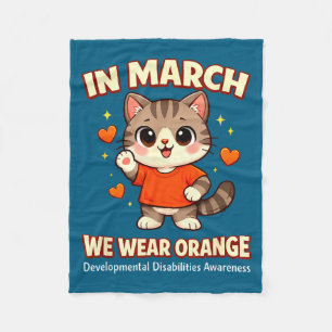 In march wear orange developmental disability fleece blanket