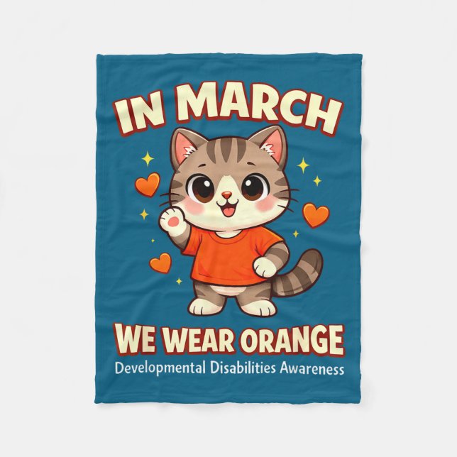 In march wear orange developmental disability fleece blanket (Front)