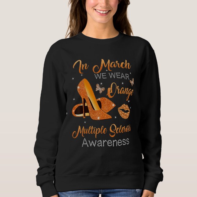 In March Wear Orange High Heels Shoes Multiple Scl Sweatshirt (Front)