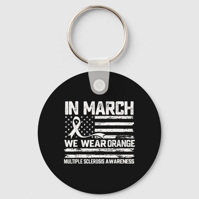 in March Wear Orange Multiple Sclerosis Awareness Key Ring (Front)