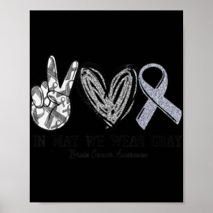 In May We Wear Gray Brain Cancer Awareness Month  Poster