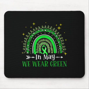 In May We Wear Green Boho Rainbow Mental Health Aw Mouse Pad