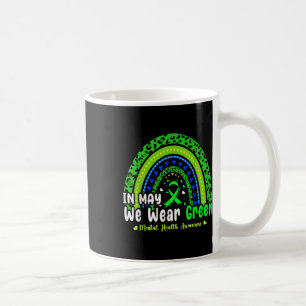 In May We Wear Green Leopard Rainbow Mental Health Coffee Mug