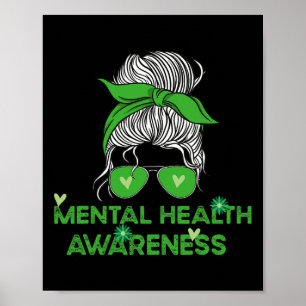 In May We Wear Green Mental Health Awareness Messy Poster