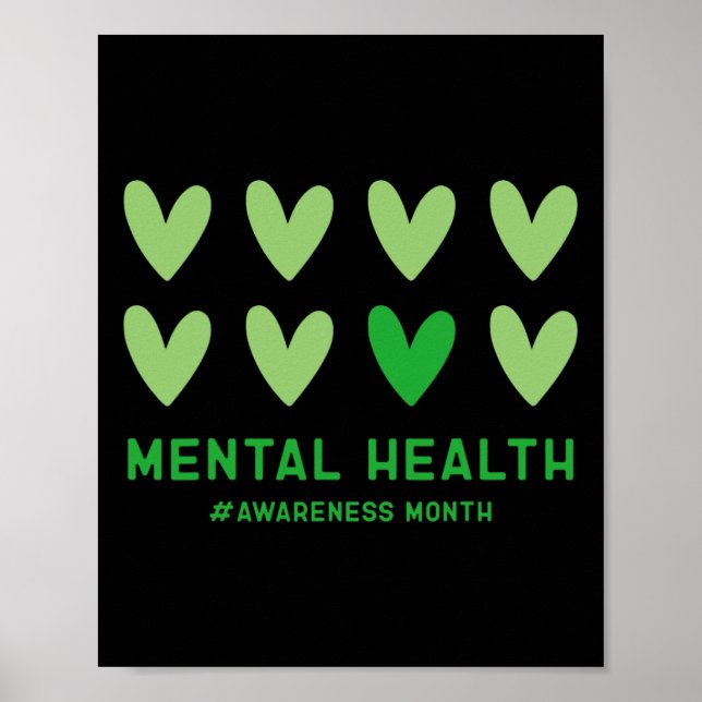 In May We Wear Green Mental Health Awareness Month Poster (Front)