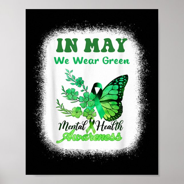 In May We Wear Green Mental Health Awareness Month Poster (Front)