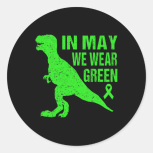 In May We Wear Green Mental Health Awareness Women Classic Round Sticker