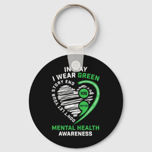 In May We Wear Green Semicolon Mental Health Aware Key Ring