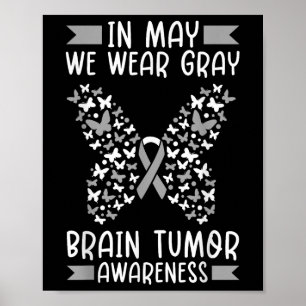 In May We Wear Grey Brain Cancer Tumour Awareness Poster