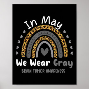 In May We Wear Grey Brain Cancer Tumour Awareness Poster