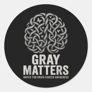 In May We Wear Grey Brain Tumour Awareness Month Classic Round Sticker