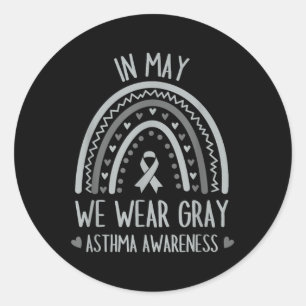 In May We Wear Grey Shirt Asthma Awareness Retro R Classic Round Sticker