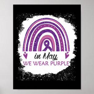 In May We Wear Purple Bleached Rainbow Fibromyalgi Poster