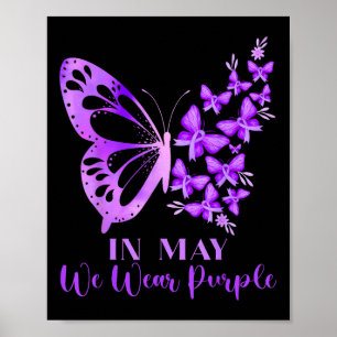 In May We Wear Purple Butterfly Lupus Awareness Poster