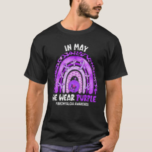 In May We Wear Purple Rainbow Butterfly Fibromyalg T-Shirt