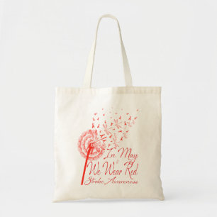 In May We Wear Red Stroke Awareness Dandelion Tote Bag