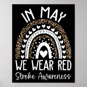 In May We Wear Red Stroke Awareness Month Poster