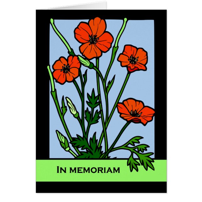 In Memoriam Red Poppies Loving Memories Verse (Front)