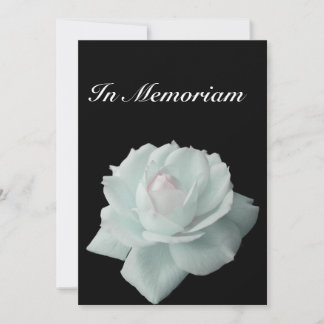 In Memoriam White Rose on Black Invitation