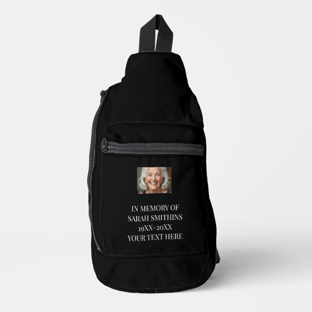 In memory black custom photo text backpack (Front)