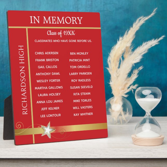 In Memory. Class Reunion Tribute Easel Plaque (Side)