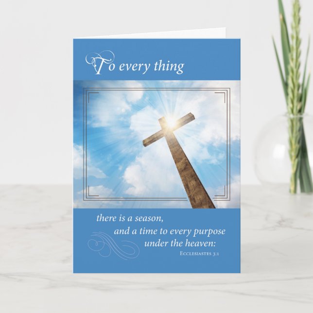 In Memory Cross in Sunlit Sky Card (Front)