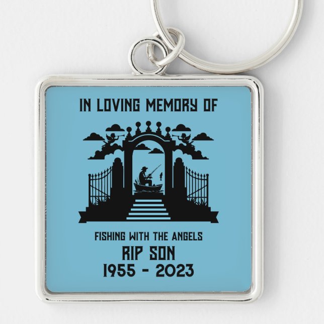 In Memory Fishing Funeral Key Ring (Front)