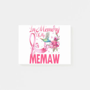 In Memory For My Memaw Hummingbird Breast Cancer Post-it Notes