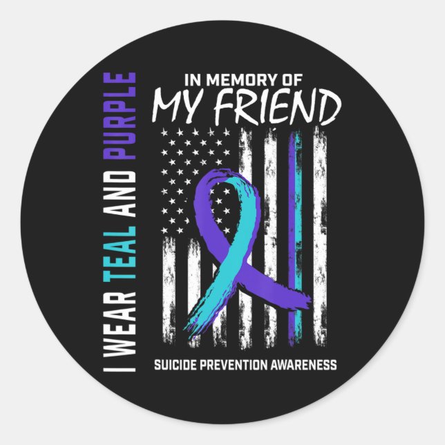 In Memory Friend Suicide Awareness Prevention Amer Classic Round Sticker (Front)