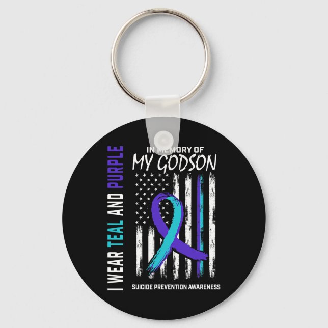 In Memory Godson Suicide Awareness Prevention Amer Key Ring (Front)