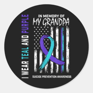 In Memory Grandpa Suicide Awareness Prevention Ame Classic Round Sticker