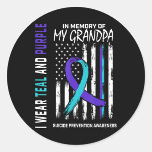 In Memory Grandpa Suicide Awareness Prevention Ame Classic Round Sticker