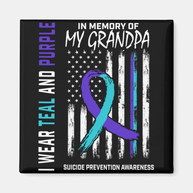 In Memory Grandpa Suicide Awareness Prevention Ame Magnet (Front)