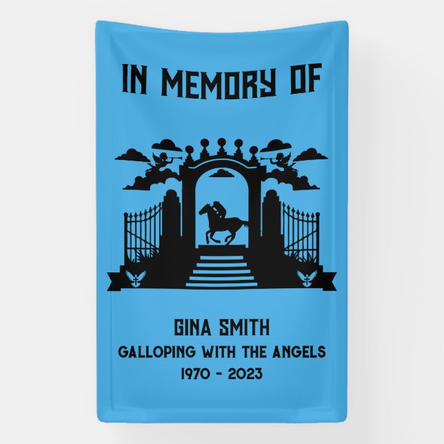 In Memory Horseback Riders Funeral Banner (Vertical)