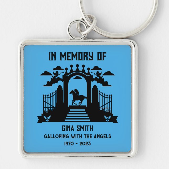 In Memory Horseback Riders Funeral Key Ring (Front)
