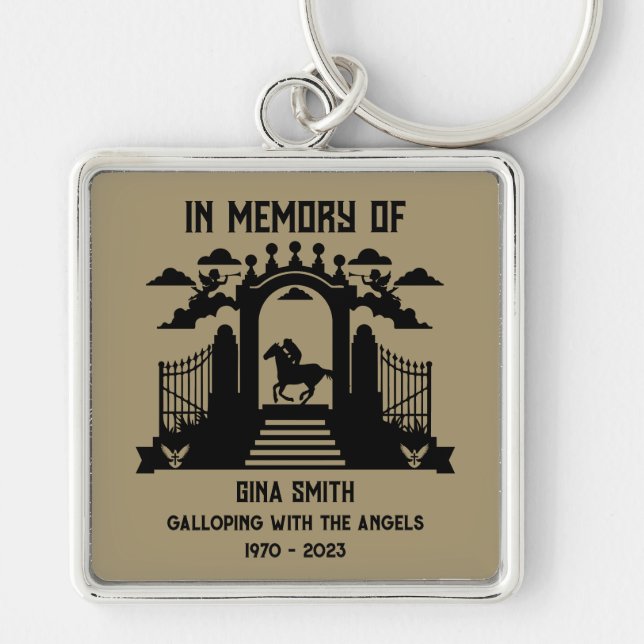 In Memory Horseback Riders Funeral Key Ring (Front)