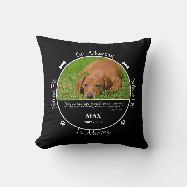 In Memory - Loss of Dog- Custom Photo/Name Cushion (Front)