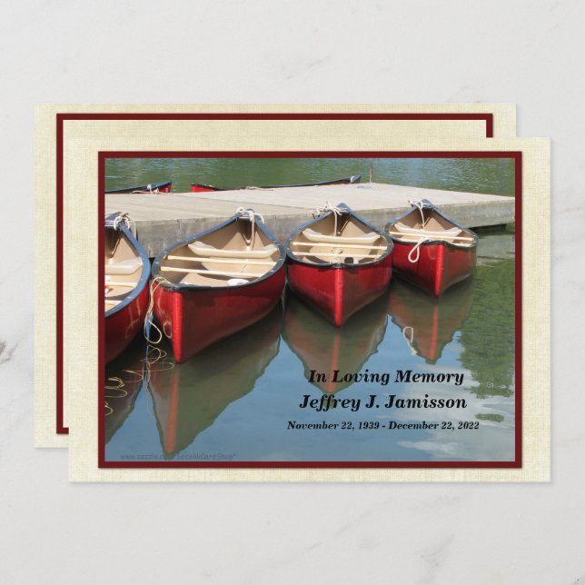 In Memory Memorial Service Invitation, Red Canoes Invitation (Front/Back)