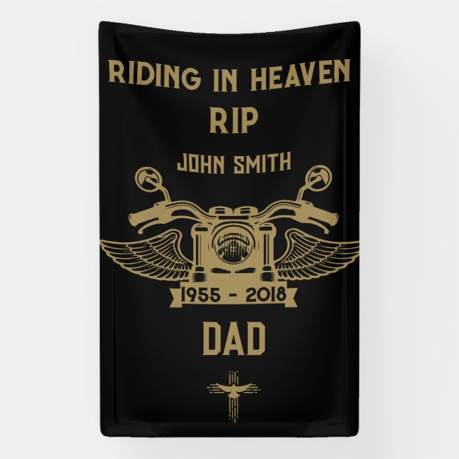In Memory Motorbike Rider Biker Funeral Banner (Vertical)