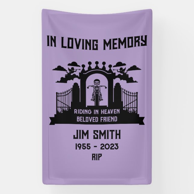 In Memory Motorbike Rider Biker Funeral Banner (Vertical)