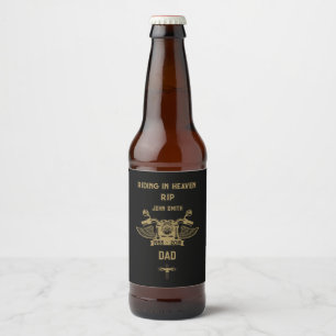 In Memory Motorbike Rider Biker Funeral Beer Bottle Label