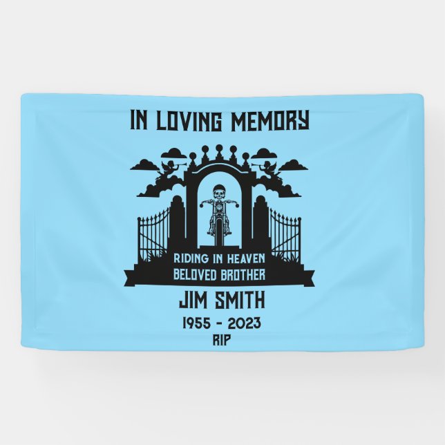 In Memory Motorbike Rider Biker Funeral Gift Banner (Horizontal)
