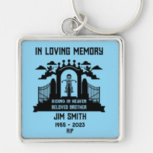 In Memory Motorbike Rider Biker Funeral Gift Key Ring