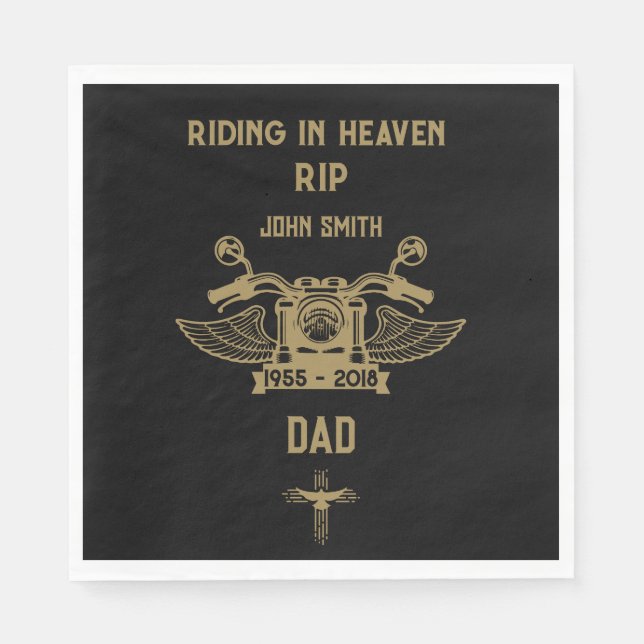 In Memory Motorbike Rider Biker Funeral Napkin (Front)