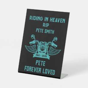 In Memory Motorbike Rider Biker Funeral Pedestal Sign