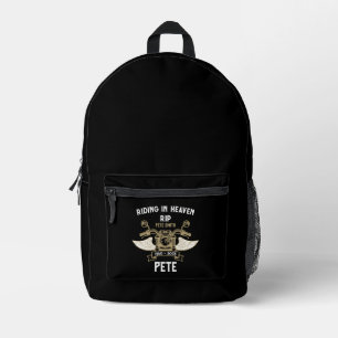 In Memory Motorbike Rider Biker Funeral Printed Backpack