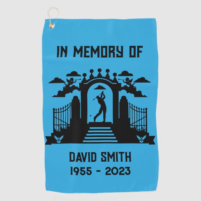 In Memory Of A Golfers Funeral Golf Towel (Front)