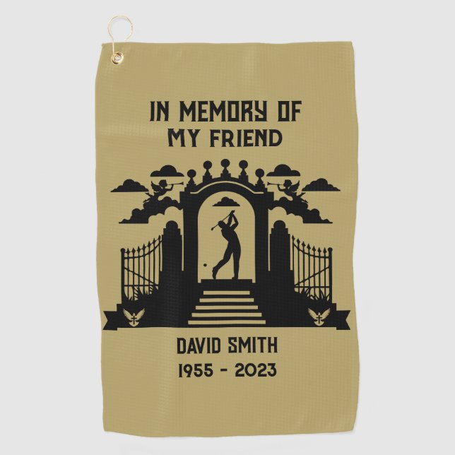 In Memory Of A Golfers Funeral Golf Towel (Front)
