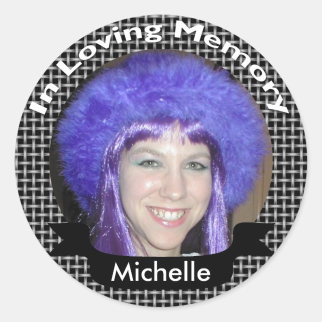In Memory Of Black Weave Photo Stickers (Front)