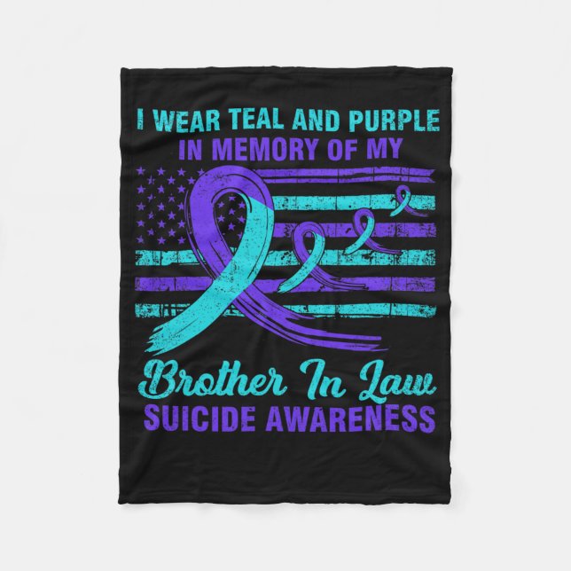 In Memory Of Brother In Law Suicide Awareness Amer Fleece Blanket (Front)
